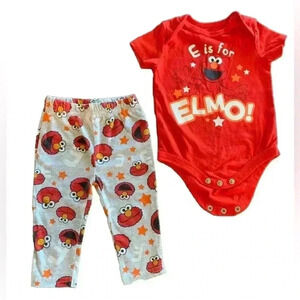 Sesame Street ELMO Boys Newborn 3-Piece Set, 0-3M Pants, Shirt